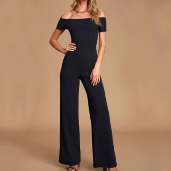 Lulus Pants - Lulus Off Shoulder Black Jumpsuit